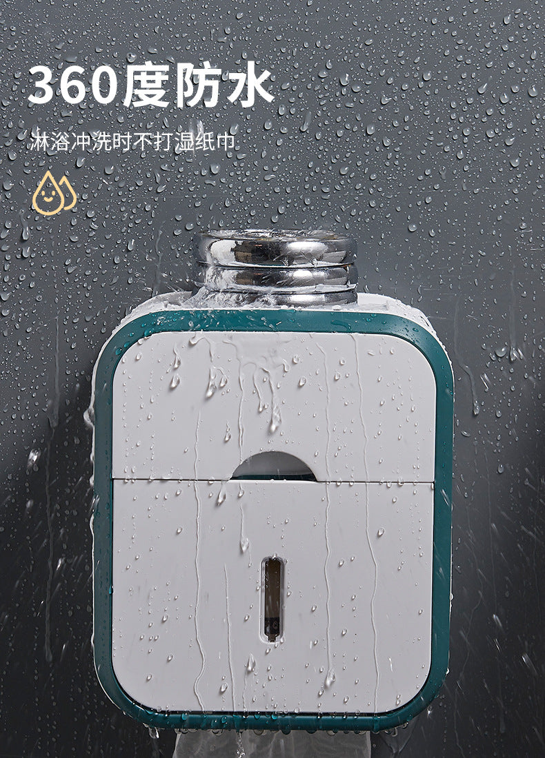 Punch-free Toilet Paper Holder Box Waterproof Tissue Storage Box  Bathroom Rack Wall Mounted Kitchen Bathroom Storage Holder