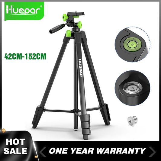 Huepar Multifunction Laser Level Tripod 1.52M With 360° Rotation Pan Head & Level Bubble Adjustable Stand For Laser Meter,Camera
