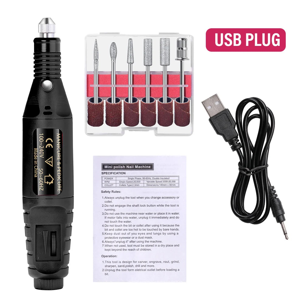 LULAA Strong Electric Nail Sander Nail Drill Machine Grinding Equipment Milling Cutter For Manicure Pedicure Polishing Tools
