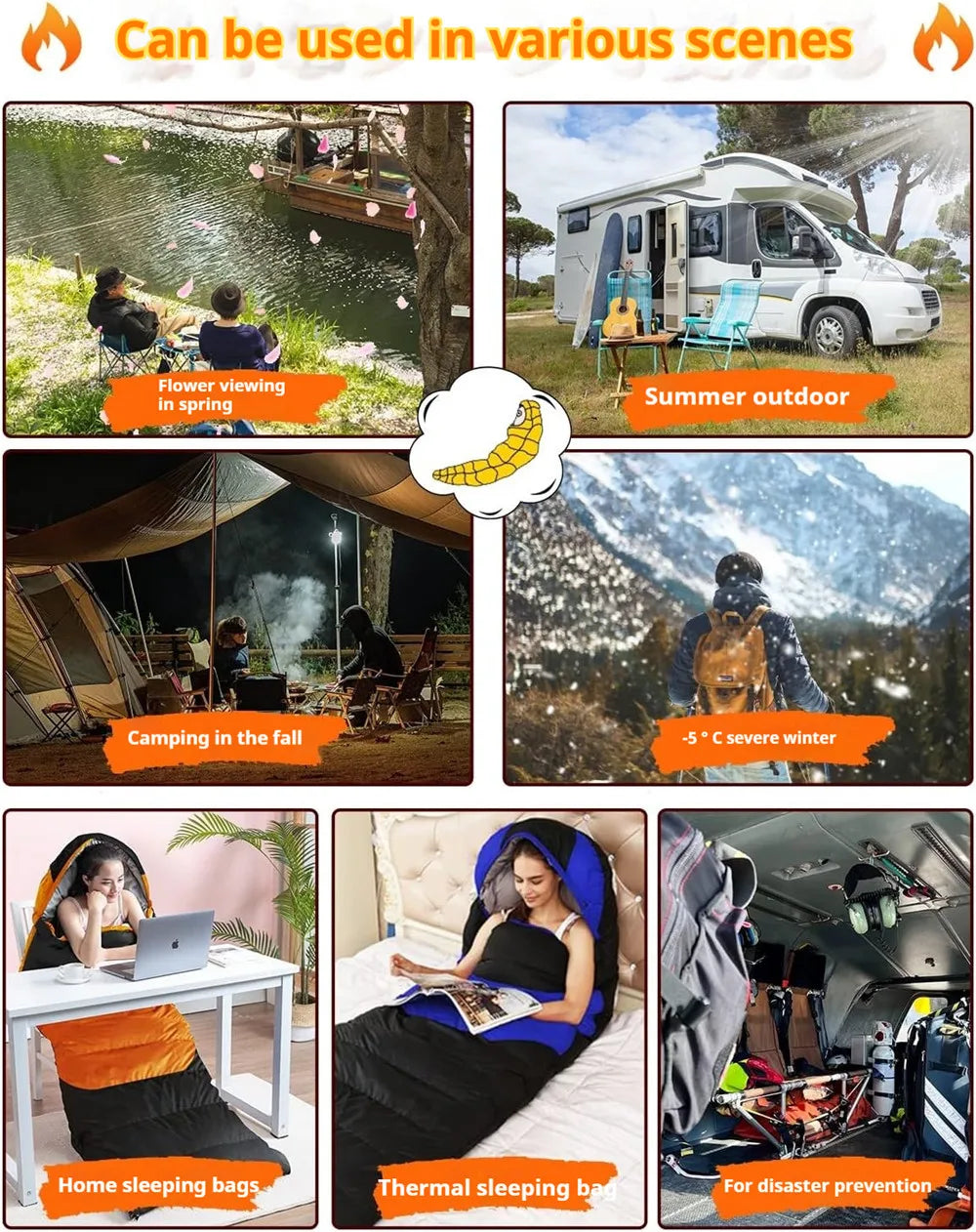 -5℃ USB Heated Sleeping Bag Winter Wearable Adult Electric Thermal Warm 4 Season Outdoor Camping Hiking Traveling(NO Power bank