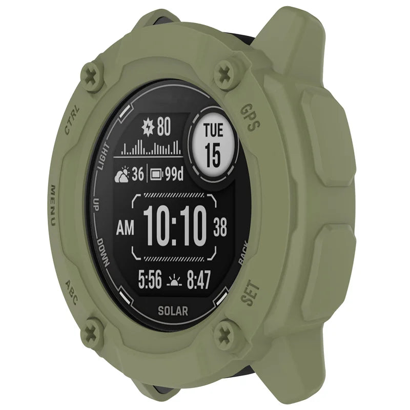For Garmin Instinct 2X Solar Sports Tactical Case Smart watch Soft TPU Half Cover Protective Bumper Screen Protector Dust Plug