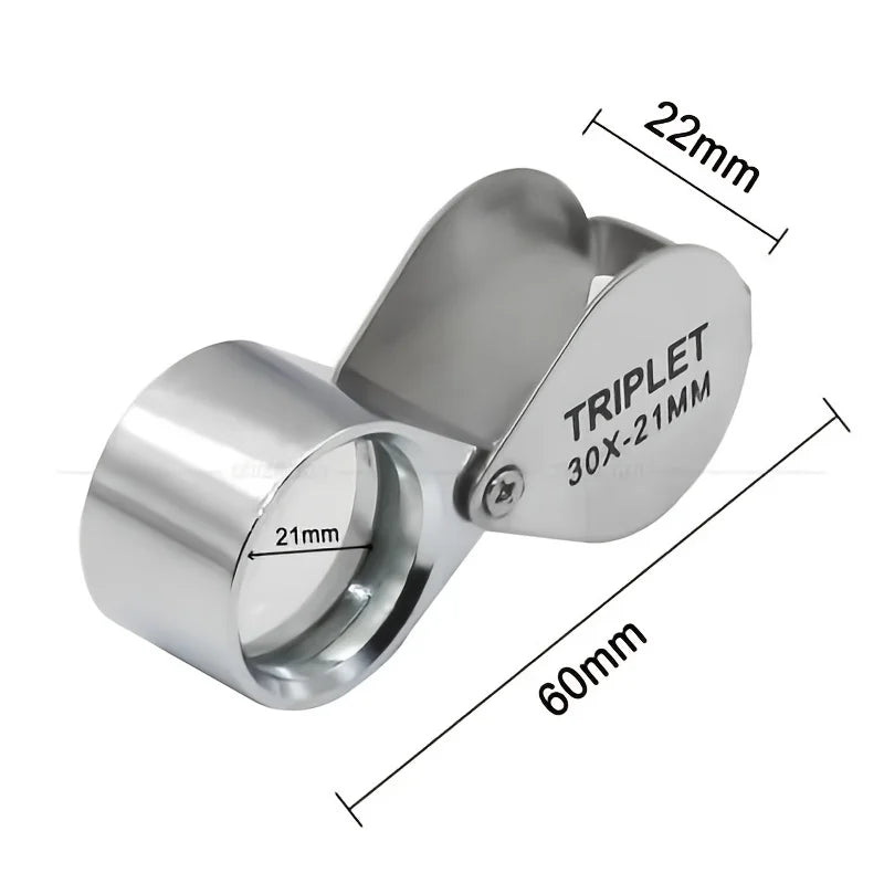 Folding Jewelry Loupe Portable Magnifying Glass Pocket Size Lovely Jewelry Magnifier Glasses 30X Magnification Metal