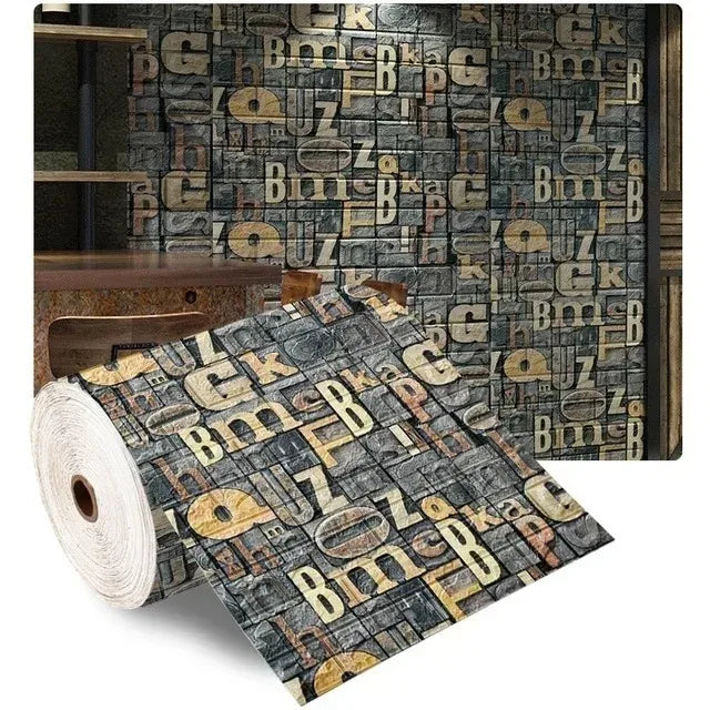 3D Self-Adhesive Wallpaper Continuous Waterproof Brick Wall Stickers Living Room Bedroom Children's Room Home Decoration