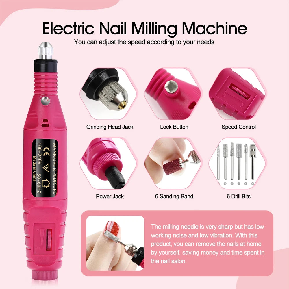 LULAA Strong Electric Nail Sander Nail Drill Machine Grinding Equipment Milling Cutter For Manicure Pedicure Polishing Tools