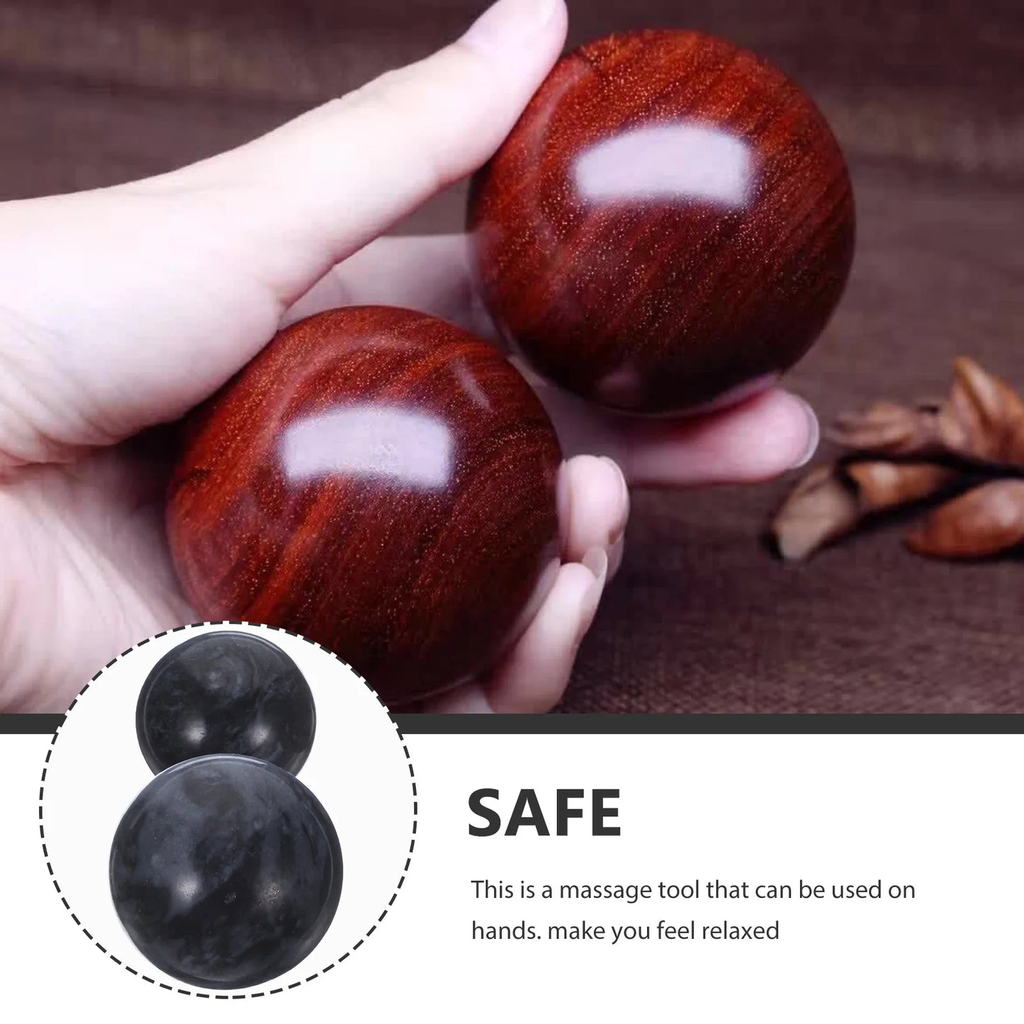 2 Pcs Jade Massage Balls Sports Gadget Hand Strengthening Exercise for Elderly Chinese Health Heating