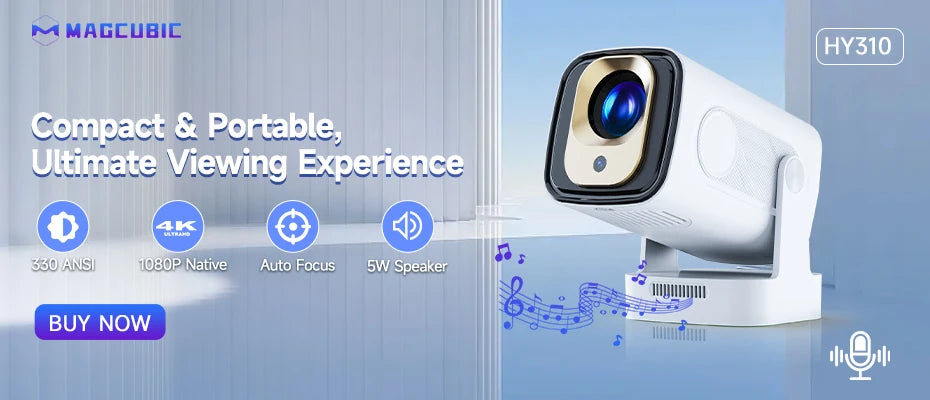 Magcubic Projector Android 11 4K 1280*720P HY300 Dual Wifi 260ANSI 180°flexible BT5.0 Cinema Outdoor Portable Projetor HY300 Pro