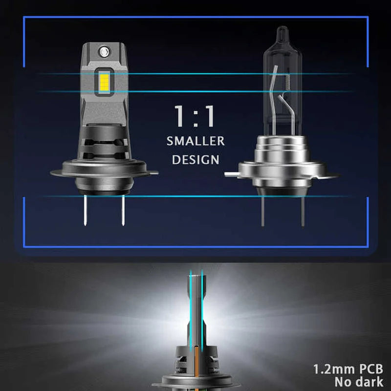 H7 LED Headlight Bulbs I7s H7 Mini Headlamp Plug and Play Lamp 60W Mini Wireless Car Headlight 6000K White 20000LM 12V Auto Lamp