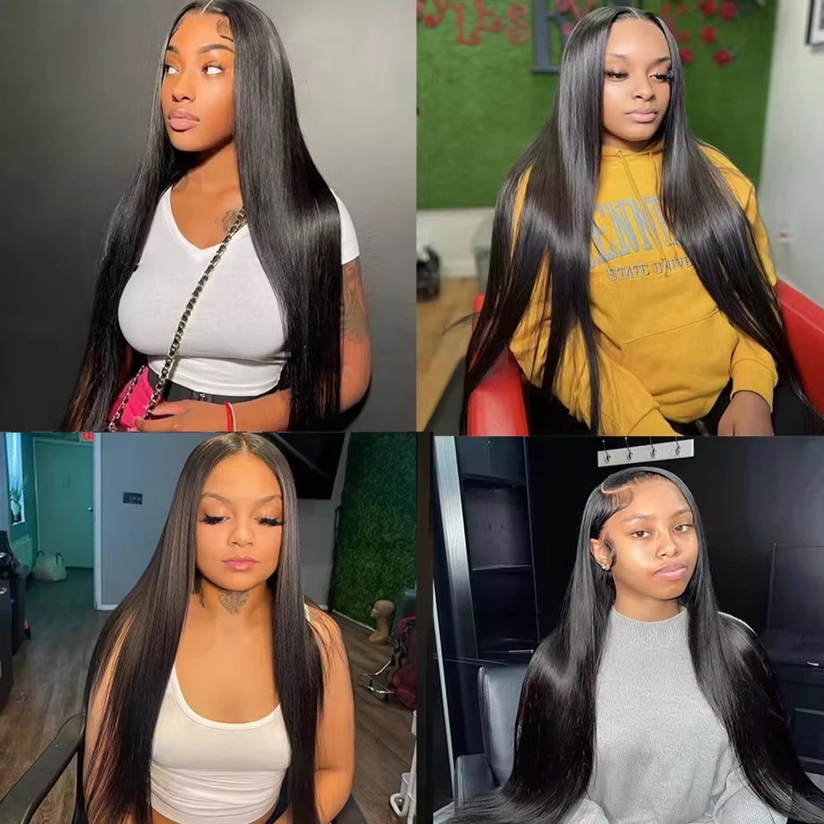 Bone Straight 38 Inch 13x4 Lace Front Wig Human Hair Wigs 250Densit HD Transparent Lace 13x6 Brazilian Human Hair Wigs For Women