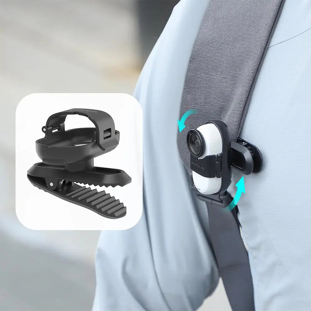 For Insta360 GO 3S Backpack Clip GO3 Sports Camera Stand 360 Degree Rotating Crocodile Clip Camera Accessories