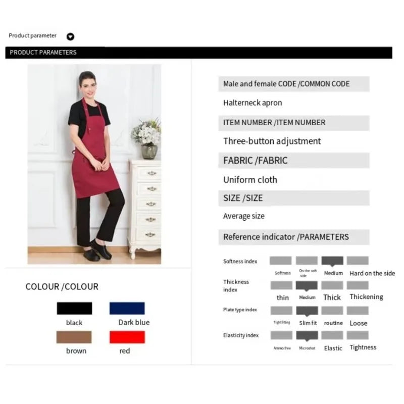 Kitchen Apron New Fashion in Cuisine: Male Chefs, Barbecues, Bars, Cafes, Beauty and Nail Studio Waterproof and Anti Fouling