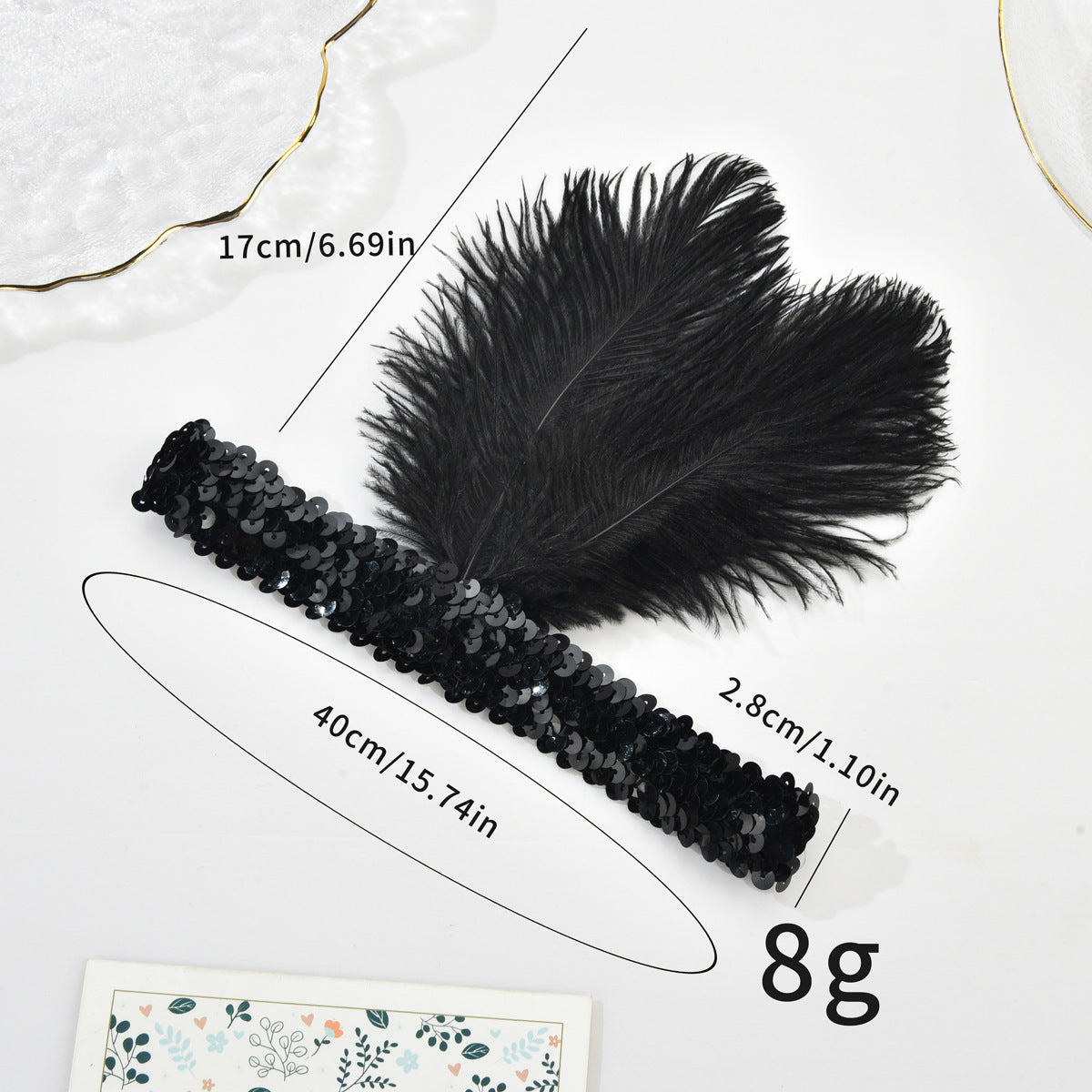 Headband 1920s Makeup Ball Decoration Feather Headband Gatsby Single Party Ladies Headwear Dress Up Feather Headband