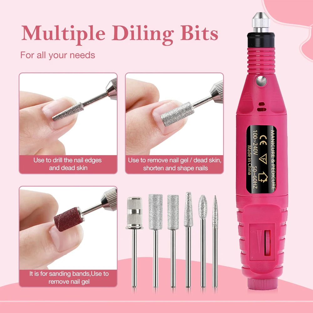 LULAA Strong Electric Nail Sander Nail Drill Machine Grinding Equipment Milling Cutter For Manicure Pedicure Polishing Tools