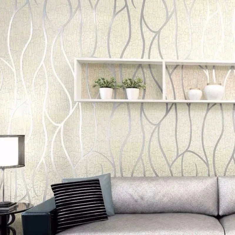 53cm minimalist modern European style non-woven wallpaper  3D curved stripe decoration  room background wall sticker