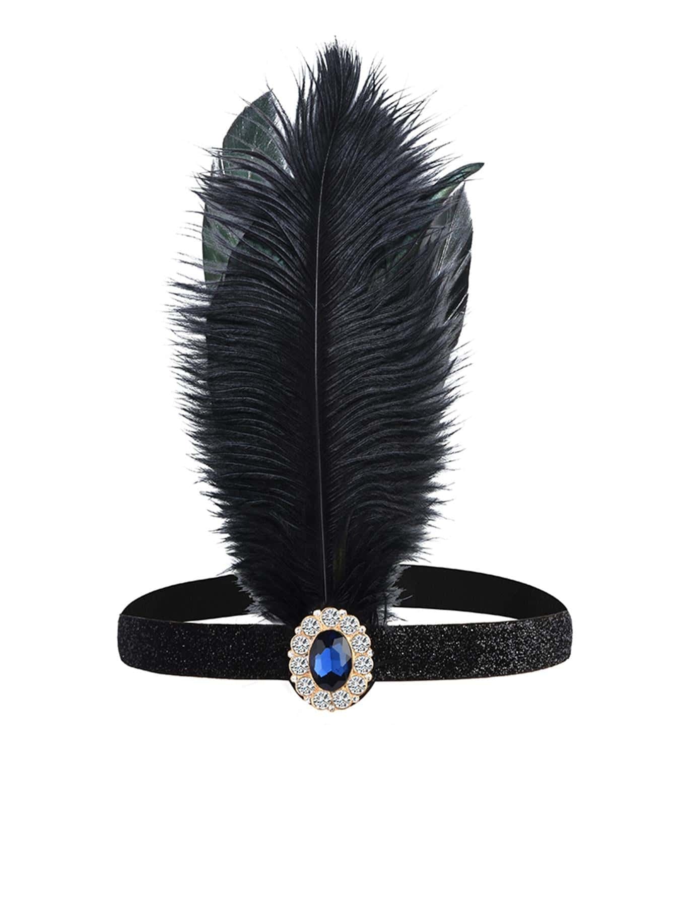 Headband 1920s Makeup Ball Decoration Feather Headband Gatsby Single Party Ladies Headwear Dress Up Feather Headband