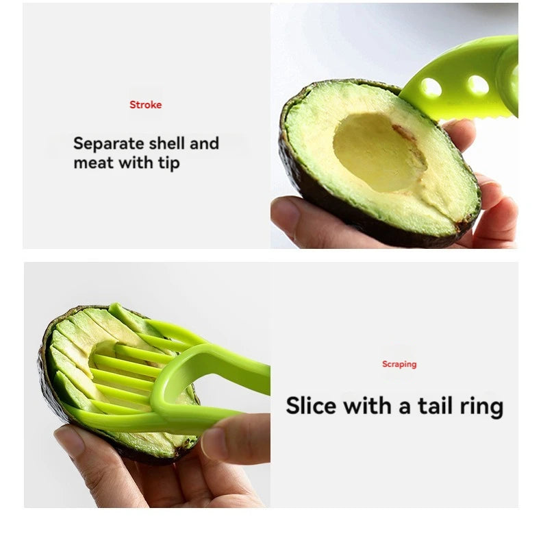 3 In 1 Avocado Slicer Shea Corer Butter Fruit Peeler Cutter Pulp Separator Plastic Knife Kitchen Vegetable Tools Kitchen Gadgets