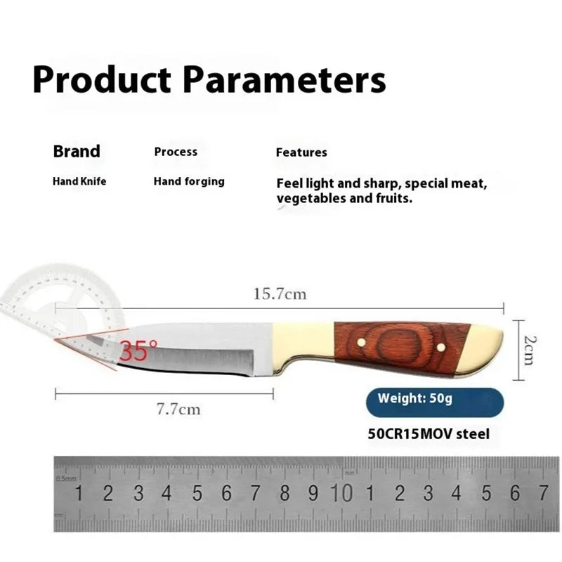Hand steak meat knife camping copper head knife handlebar meat special knife multifunction fruit knife barbecue meat cutter knif