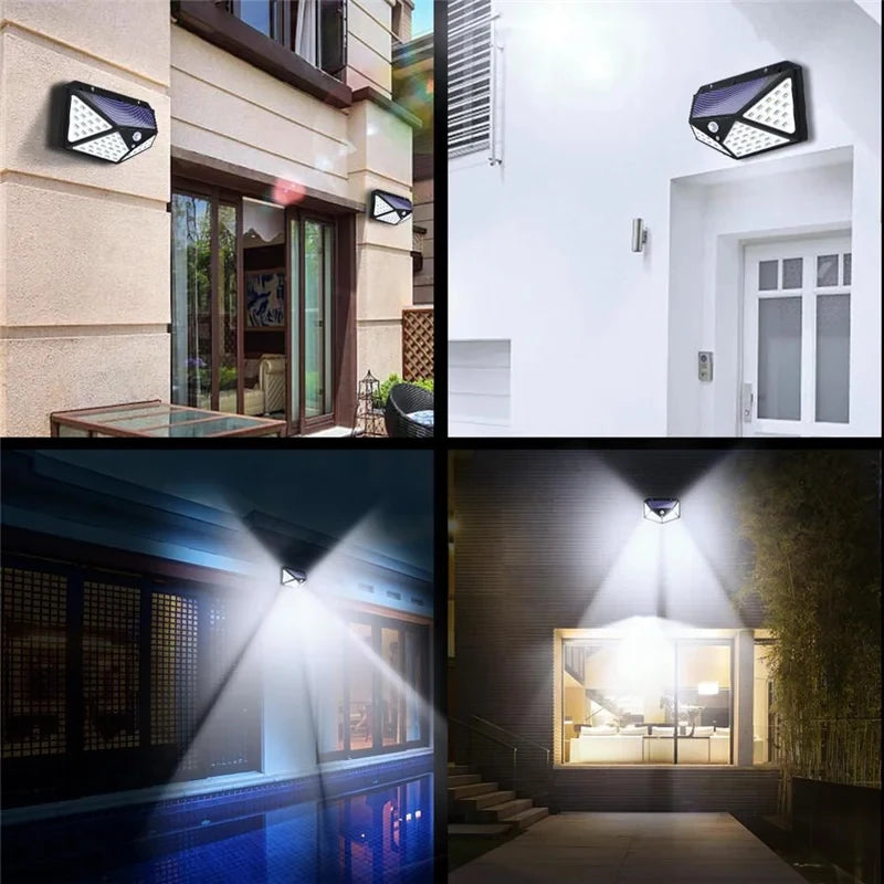 Multifunctional Solar Lamp Outdoor Garden Decoration Solar 100LED Light Waterproof Sunlight Powered Spotlight with Motion Sensor
