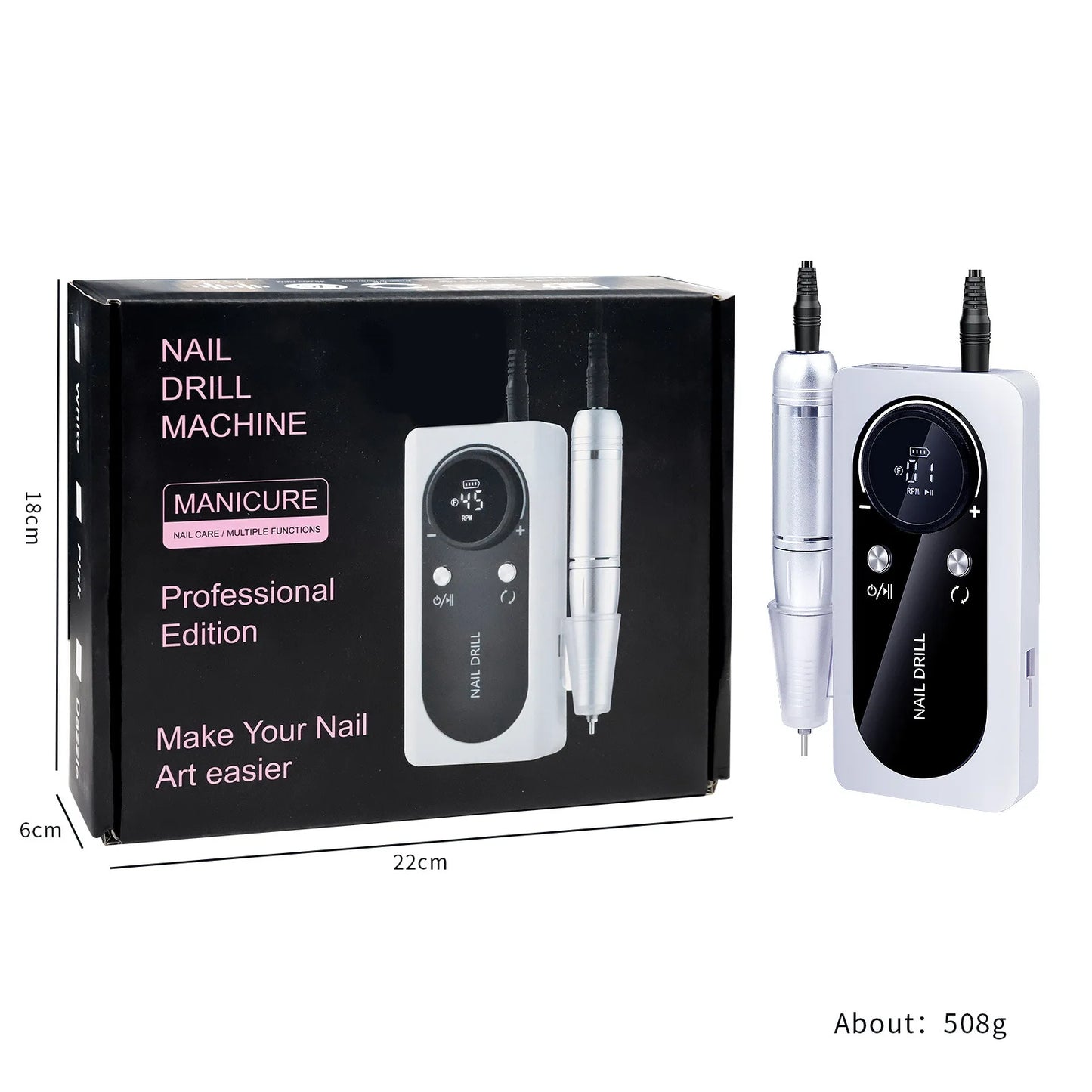 45000RPM Nail Drill Machine Kit Rechargeable Nail Sander Machine With Pause Mode Professional Electric Nail File for Manicure