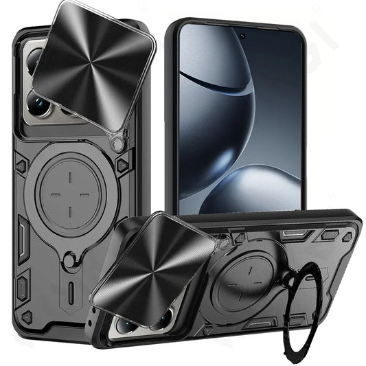 Case For Xiaomi 14T Redmi Note 13 Pro Plus 4G 5G Redmi Note 13 Pro Magnetic Rotat Camera Slide Protector Ring 360 Stand Cover