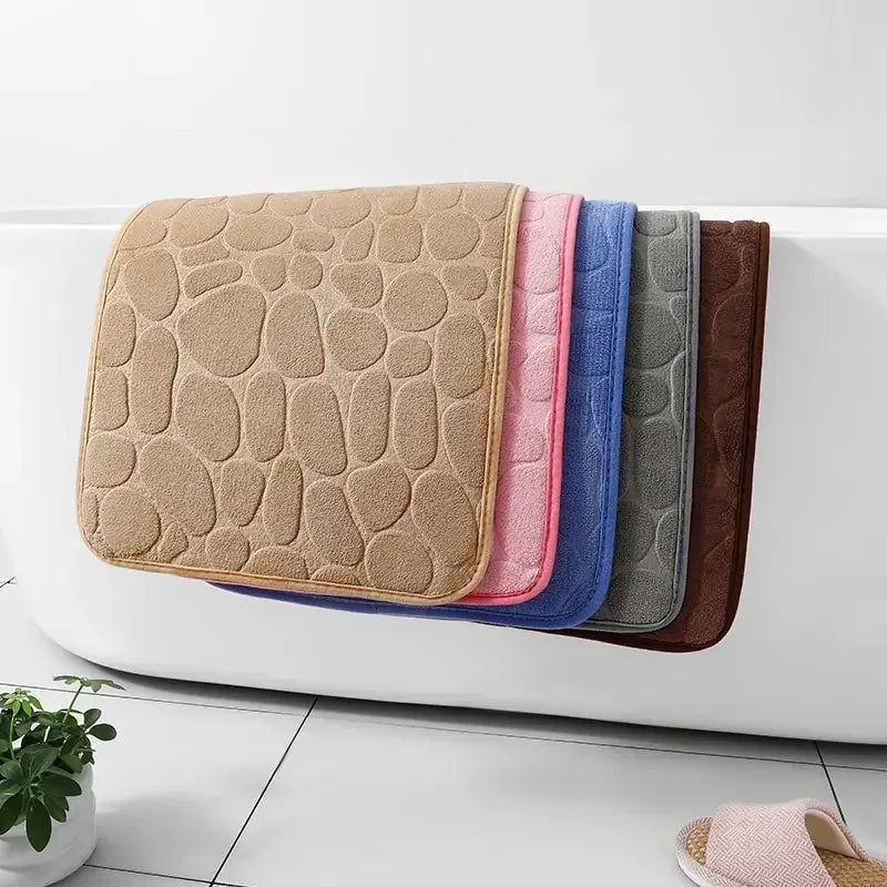 Mat Non Slip Carpets Cobblestone Embossed Bathroom Bath In Wash Basin Bathtub Side Floor Rug Shower Room Doormat Memory Foam