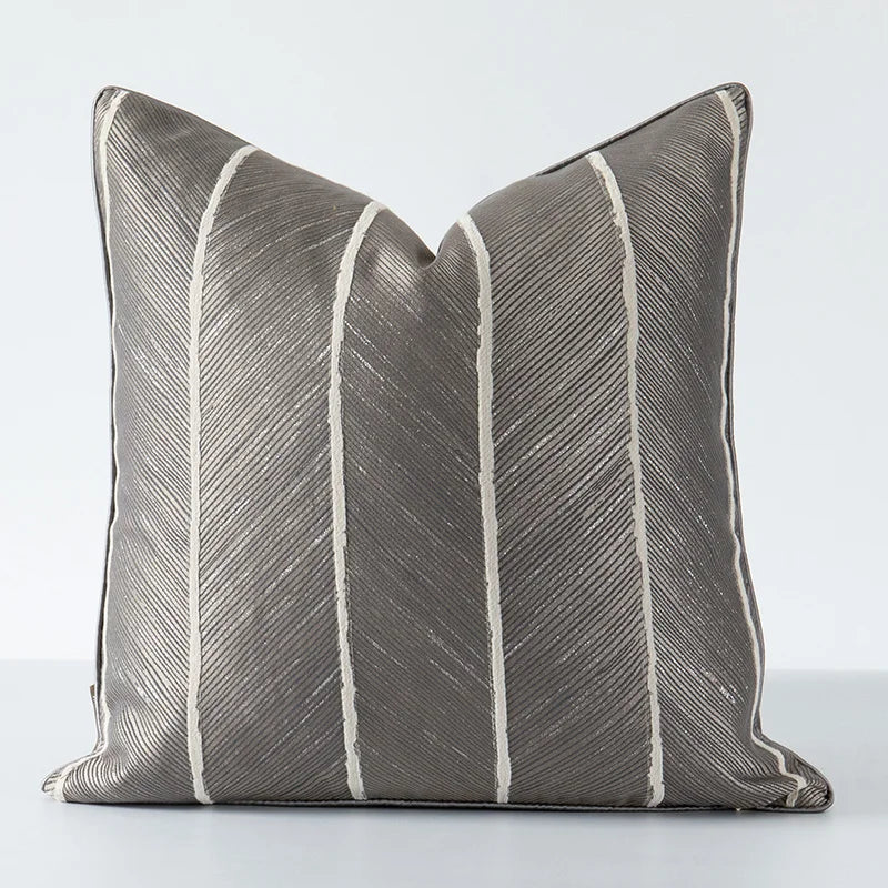 GUVINCI GALLERY Modern Simplicity Beige White Cushion Cover Herringbone Pattern Jacquard Pillowcase For Living Room Sofa Bedroom