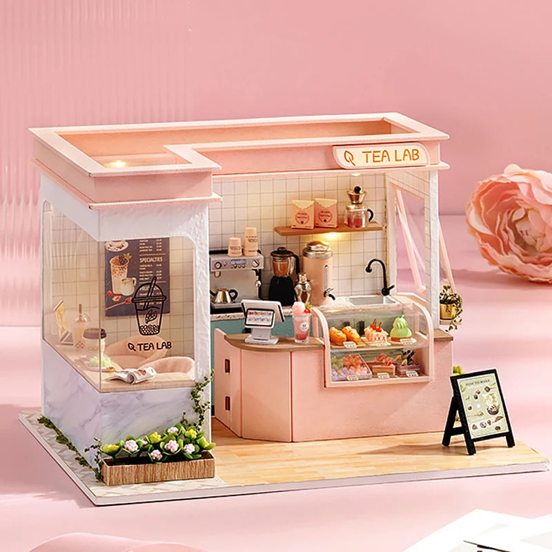 Wooden Miniature Doll House DIY Small House Kit 3D Puzzle Assemble Building Model Home Bedroom Decoration With Furniture Gifts