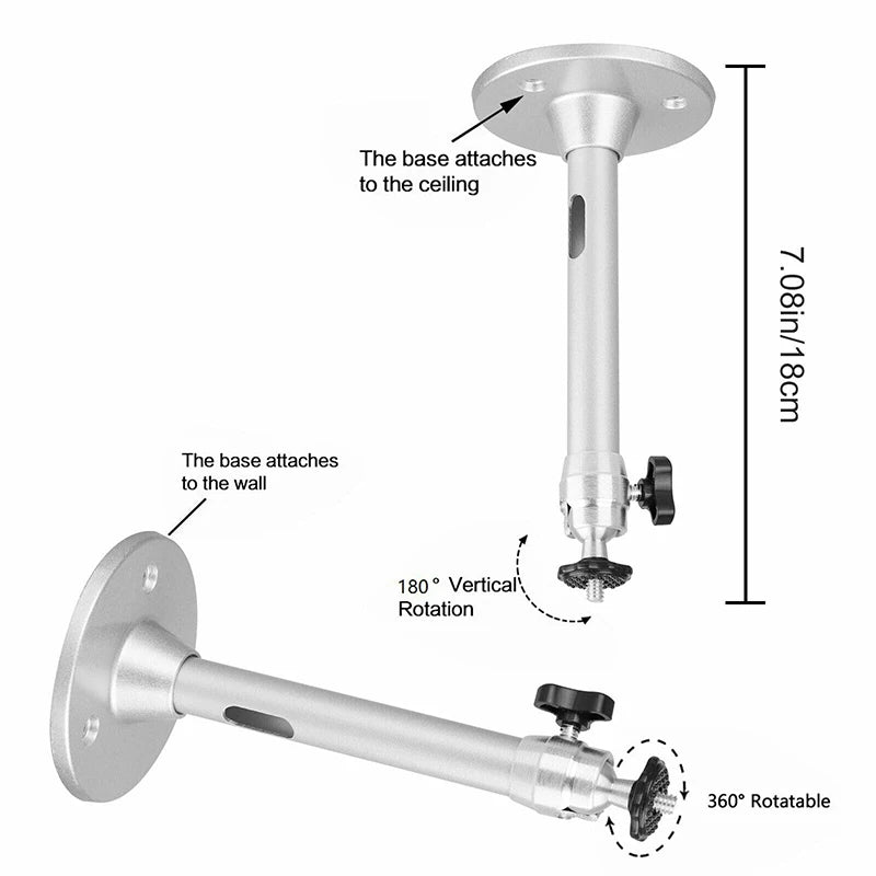 ThundeaL Wall Mount Metal Ceiling Projector 6mm Thread 21 cm Firm Projector Bracket Stand Rotatable DV Camera Bracket