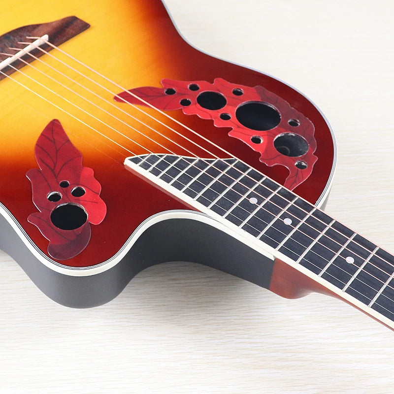 Ovation Model 41 Inch Round Back Electric Acoustic Guitar Cutaway Design 6 Strings Folk Style With Pick Up