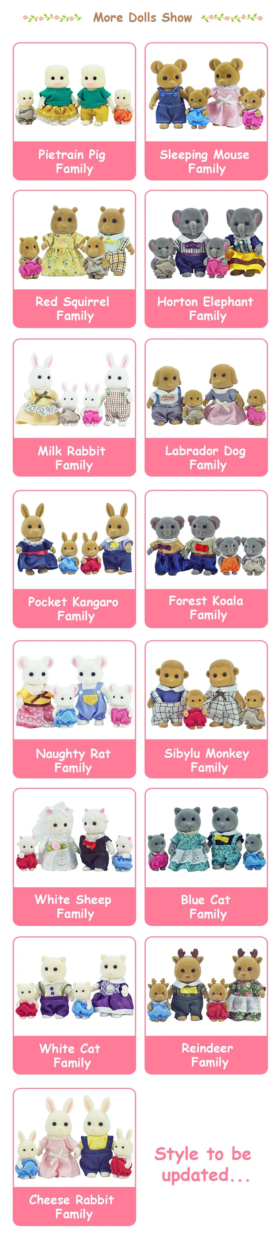 Rabbit Doll 1/12 Micro Dollhouse Reindeer Sheep Elephant Squirrel Family Kitchen Toy Miniature Furniture Set Girl Toy Gift