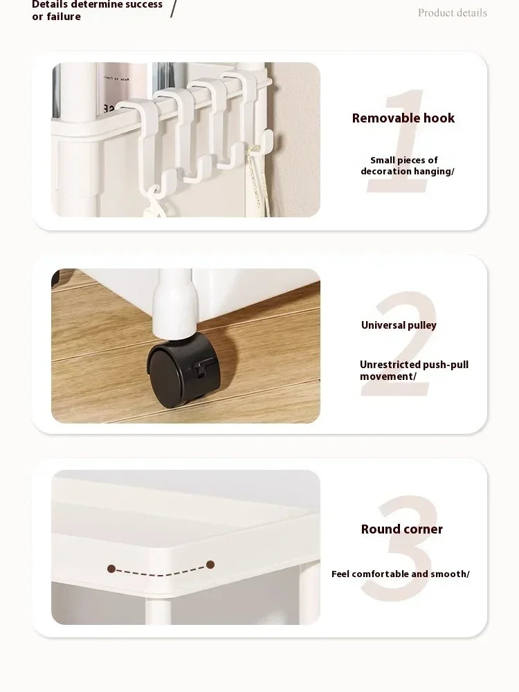 Rack Trolley Bookshelf Kitchen Storage Rack Kitchen Corner Narrow Slit Storage Cabinet Bathroom Living Room Snacks Rack
