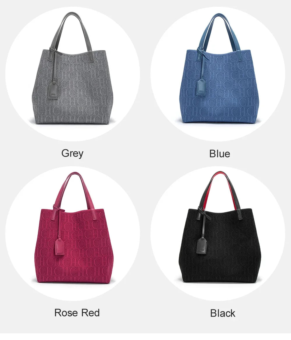 CH High-quality Temperament Ladies Handbag Handmade Large Capacity Women's Shoulder Bag Fashion Classic New Solid Color