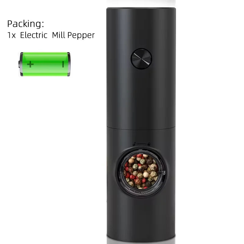 Electric Automatic Mill Pepper And Salt Grinder With Base Set Battery Powered With LED Light Adjustable Coarseness Kitchen Tool
