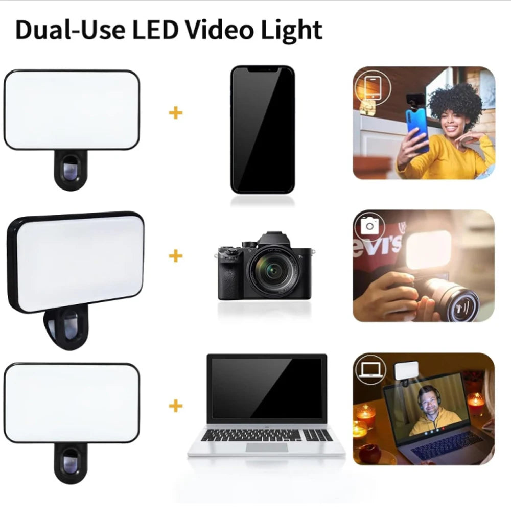 New Portable Mini Selfie Fill Light Rechargeable 3 Modes Adjustable Brightness Clip On For Mobile Phone Computer Fill Light