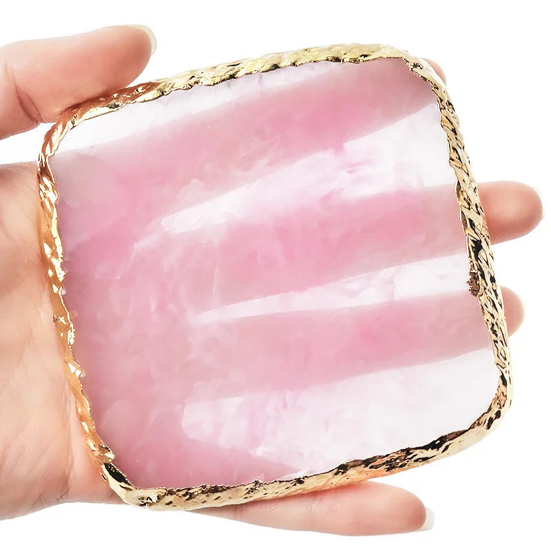 Natural Resin Stone Luxury Nail Art Palette Mix Color Drawing Pallet Gel Polish Display False Nail Tips Shelf DIY Manicure Tools
