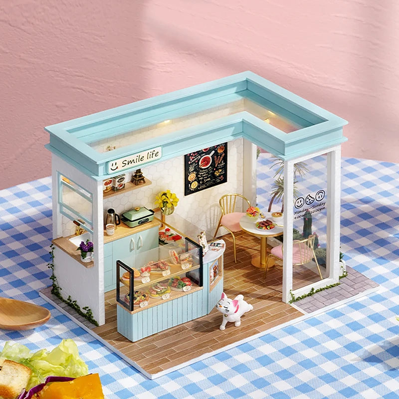 Wooden Miniature Doll House DIY Small House Kit 3D Puzzle Assemble Building Model Home Bedroom Decoration With Furniture Gifts