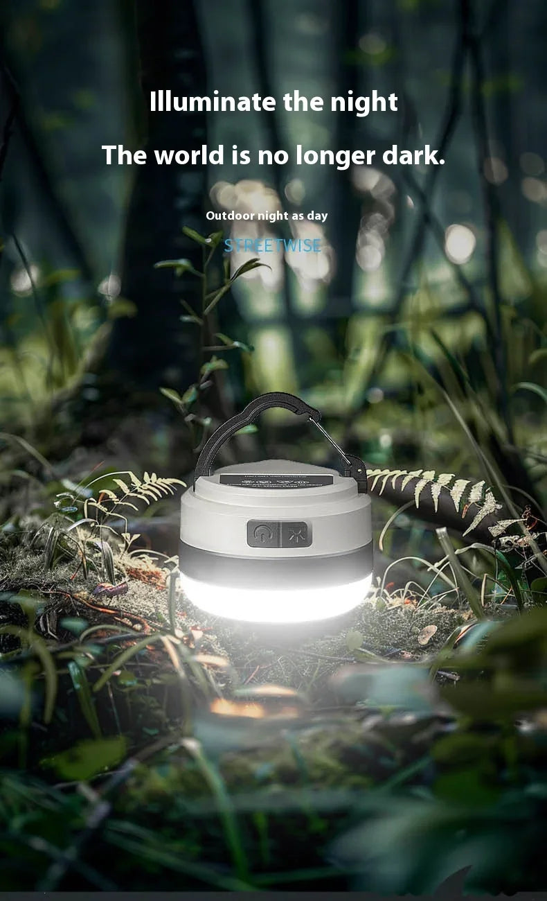 Rechargeable Camping Tent Light - LED Portable Lantern Flashlight with 6 Light Modes, Hanging Hook Buit-in Battery