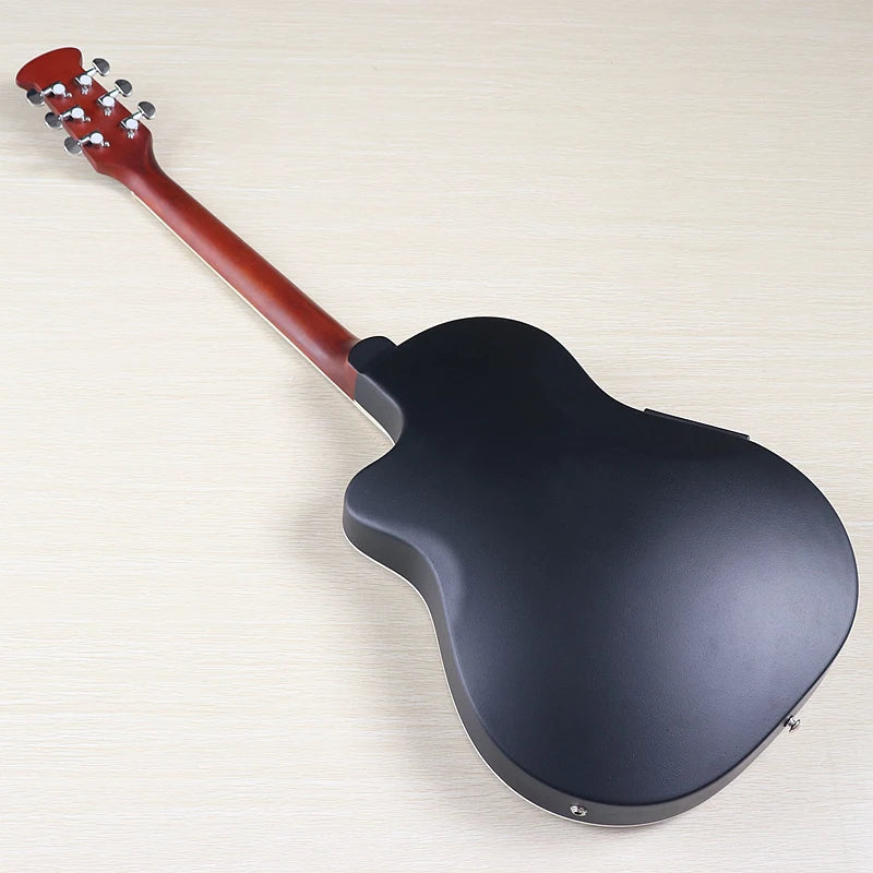 Ovation Model 41 Inch Round Back Electric Acoustic Guitar Cutaway Design 6 Strings Folk Style With Pick Up