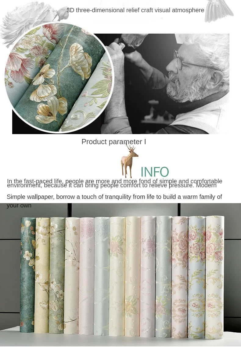 Floral Wallpaper Self-adhesive Warm Girl Bedroom 3d Thickening Wall Decoration Stickers Living Room Restaurant Sofa Background