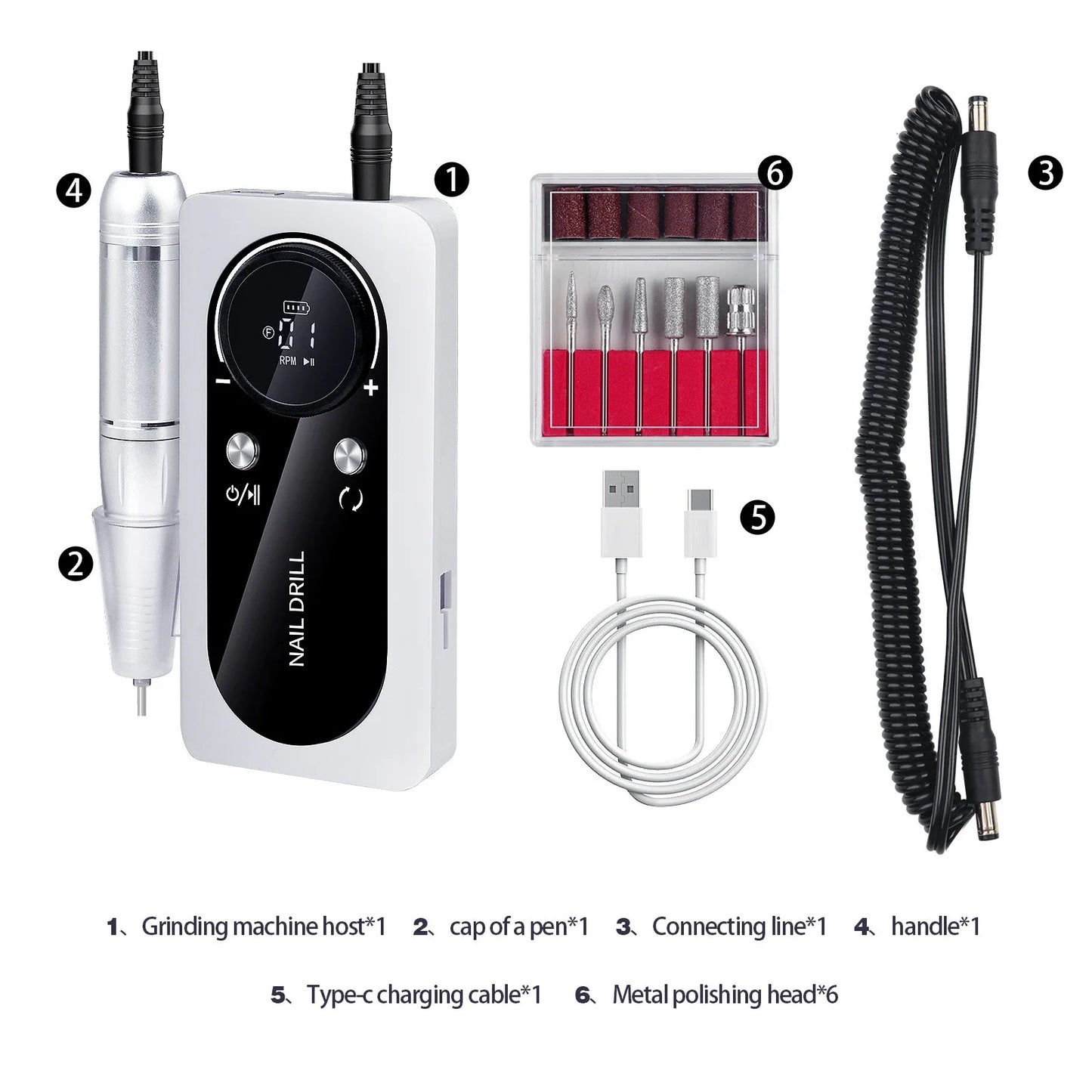 45000RPM Nail Drill Machine Kit Rechargeable Nail Sander Machine With Pause Mode Professional Electric Nail File for Manicure