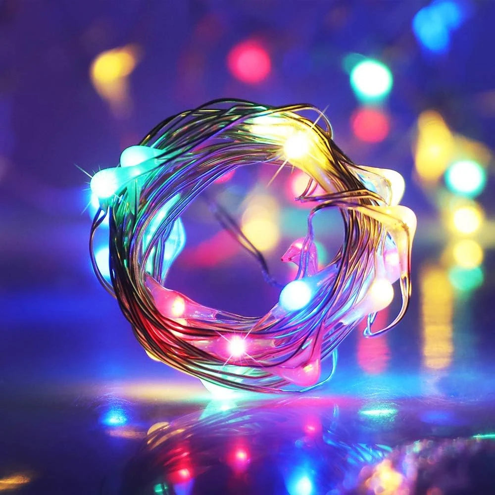 10pcs LED String Light Battery Operated Copper Wire Fairy Lights Festive Decoration With Flashing Modes Home Decor ﻿