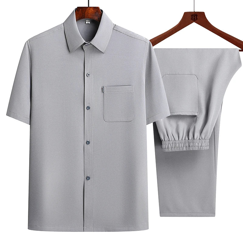 Shirts + Pants 2025 summer 100% Cotton linen Sportswear Men's Casual Sets Male Fashion Chinese style shirts and trousers M-4XL