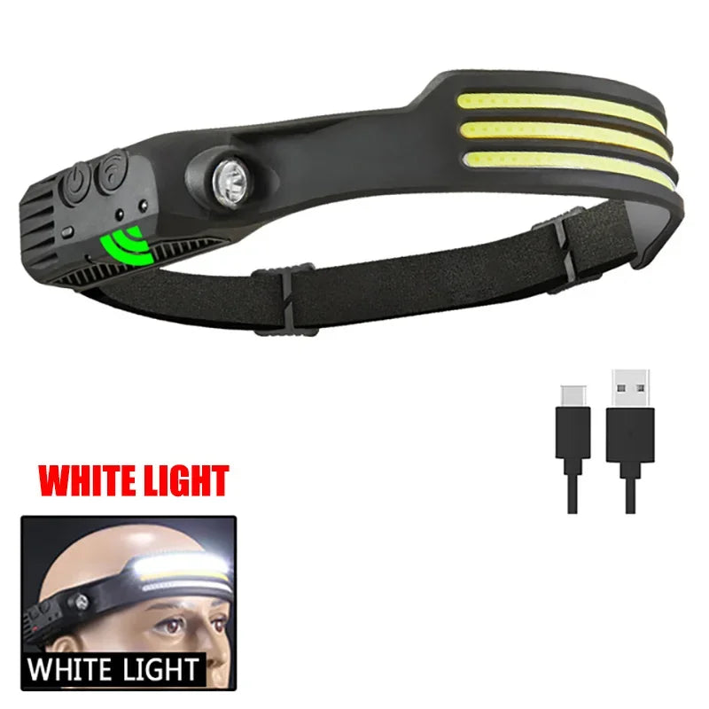 Head Led Light Sensor HeadLight Type-c Rechargeable Head Torch Light Front Led Head Flashlight Super Bright Waterproof Headlamp