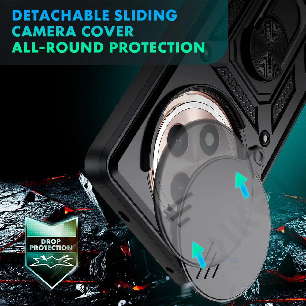 Case for OPPO Realme 13 12 Pro Plus Reno 12 Pro 12F Camera Lens Phone Case Ring Stand Armor TPU Antill Silicone Rotate Cover
