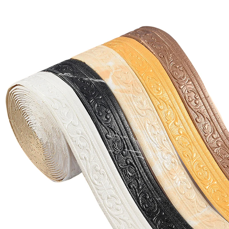 2.3 M Wall Trim Line Wallpaper Skirting Border Waterproof Anti-collision 3D Pattern Stickers Decor Self-adhesive Foam Border