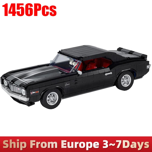 1456pcs Black Vintage Car Set Competition Car Assembly Adult Boy Toy Birthday Christmas Gift Compatible With 10304