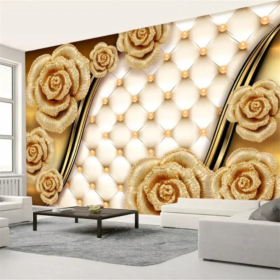 wellyu Custom 3D wallpaper luxury black dahlia soft bag jewelry обои TV background wall living room bedroom moisture wallpaper