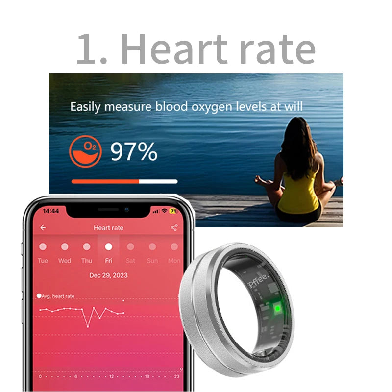 Pffee Lord Of The Rings For Women Man Luxury Jewelry Smart Ring Sport Gadgets Men Health Tracker Heart Rate Blood Oxygen Monitor