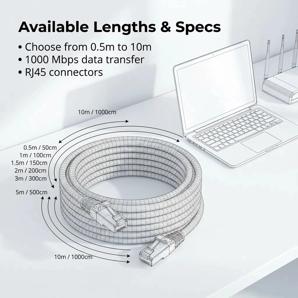 0.5/1/2/3/5/10/15/20/30/50M Cat6 Ethernet Cable RJ45 UTP 1000Mbps Network Cord LAN Wire Internet Lead Cord Router Computer Cable