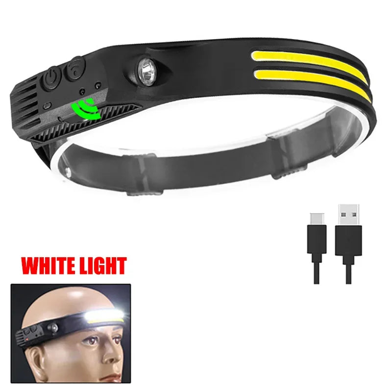 Head Led Light Sensor HeadLight Type-c Rechargeable Head Torch Light Front Led Head Flashlight Super Bright Waterproof Headlamp