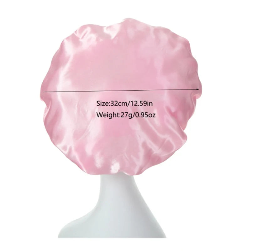 Satin Bonnets Night Sleeping Cap Large Elastic Wide Soft Band Colorful Silk Hat for Curly Hair Care Beauty Makeup for Women